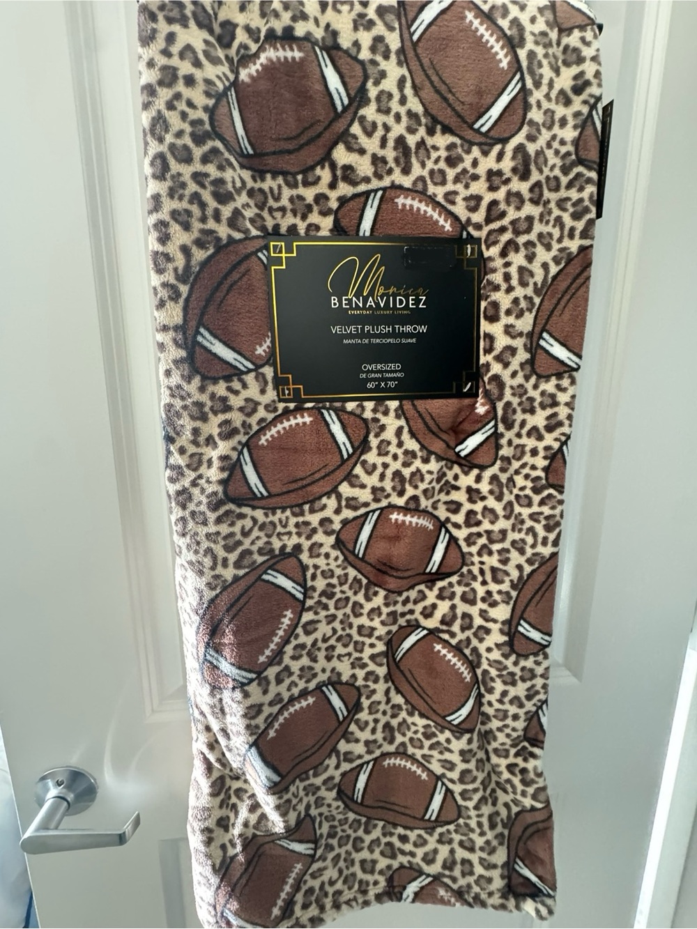 Benavides Velvet Plush Throw  Cheetah Football Blanket Oversized 60x70